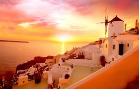 Zonsondergang in Santorini